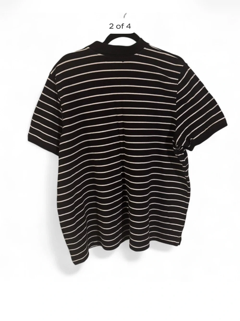 Ralph Lauren Black Polo with White Stripes and Gold Crest